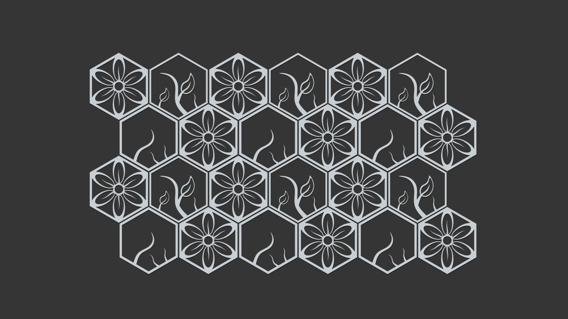 Hexagonal Wall Panel A13 Floral - Interior Design Decoration 3D print model_7