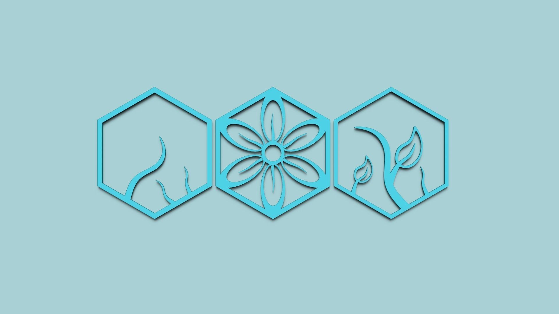 Hexagonal Wall Panel A13 Floral - Interior Design Decoration 3D print model_1