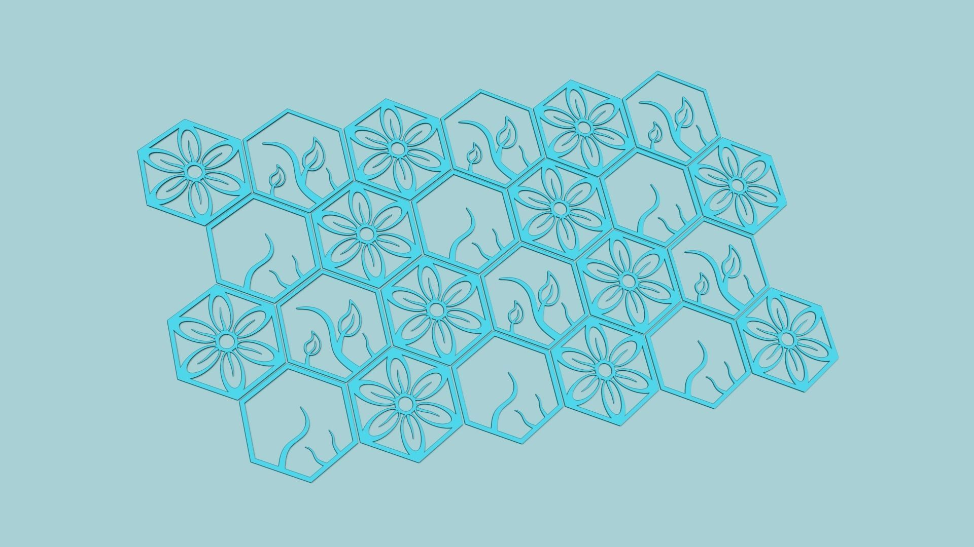 Hexagonal Wall Panel A13 Floral - Interior Design Decoration 3D print model_6