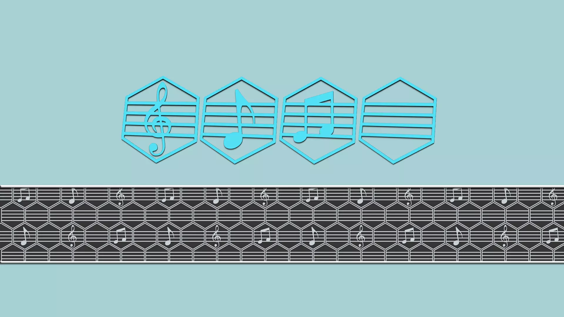 Hexagonal Wall Panel A14 Music - Interior Design Decoration 3D print model_0