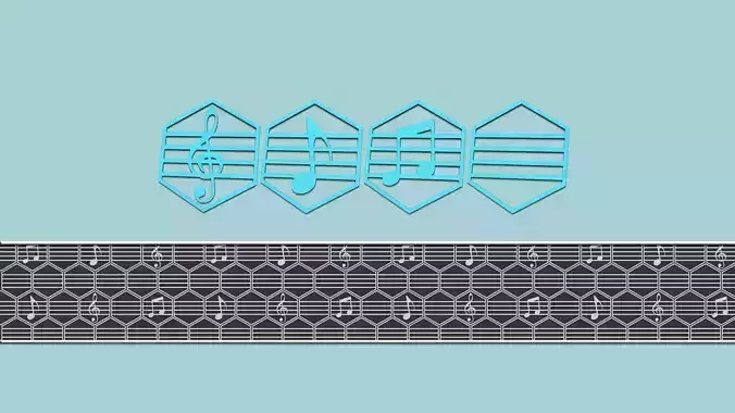 Hexagonal Wall Panel A14 Music - Interior Design Decoration