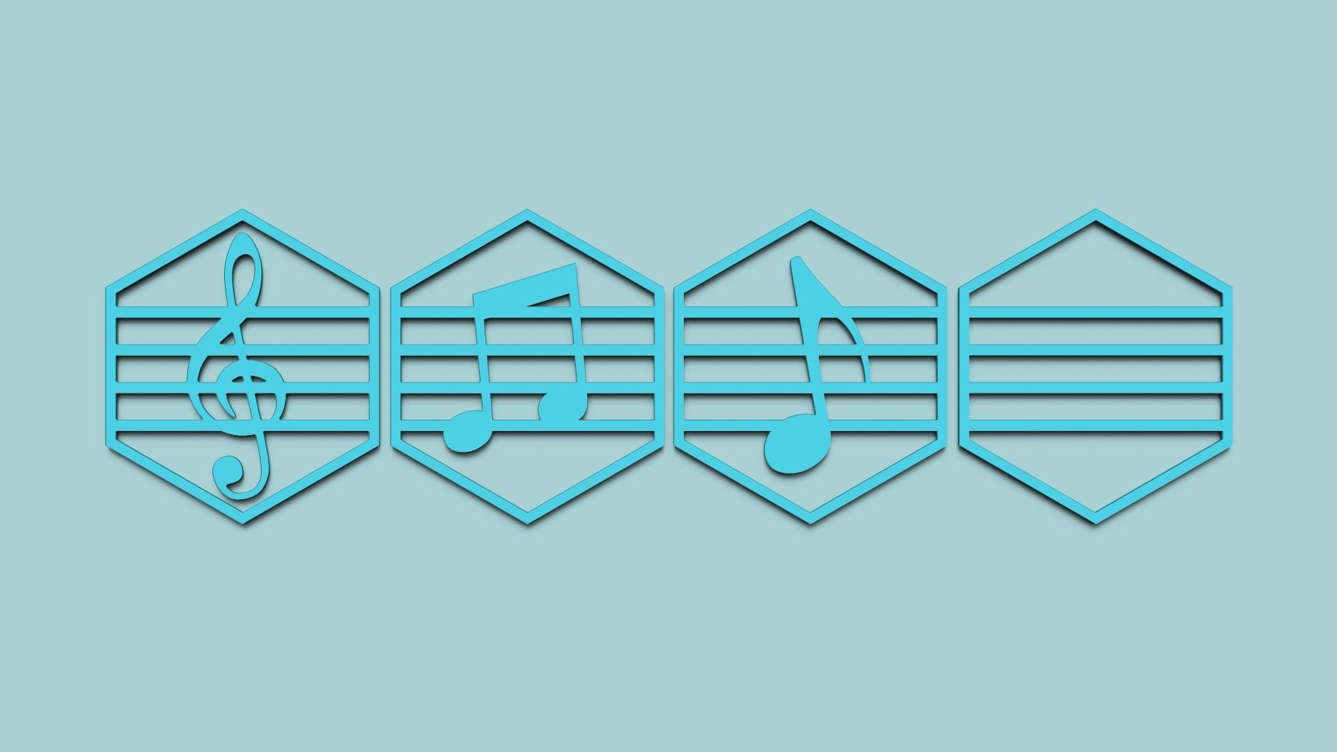 Hexagonal Wall Panel A14 Music - Interior Design Decoration 3D print model_1