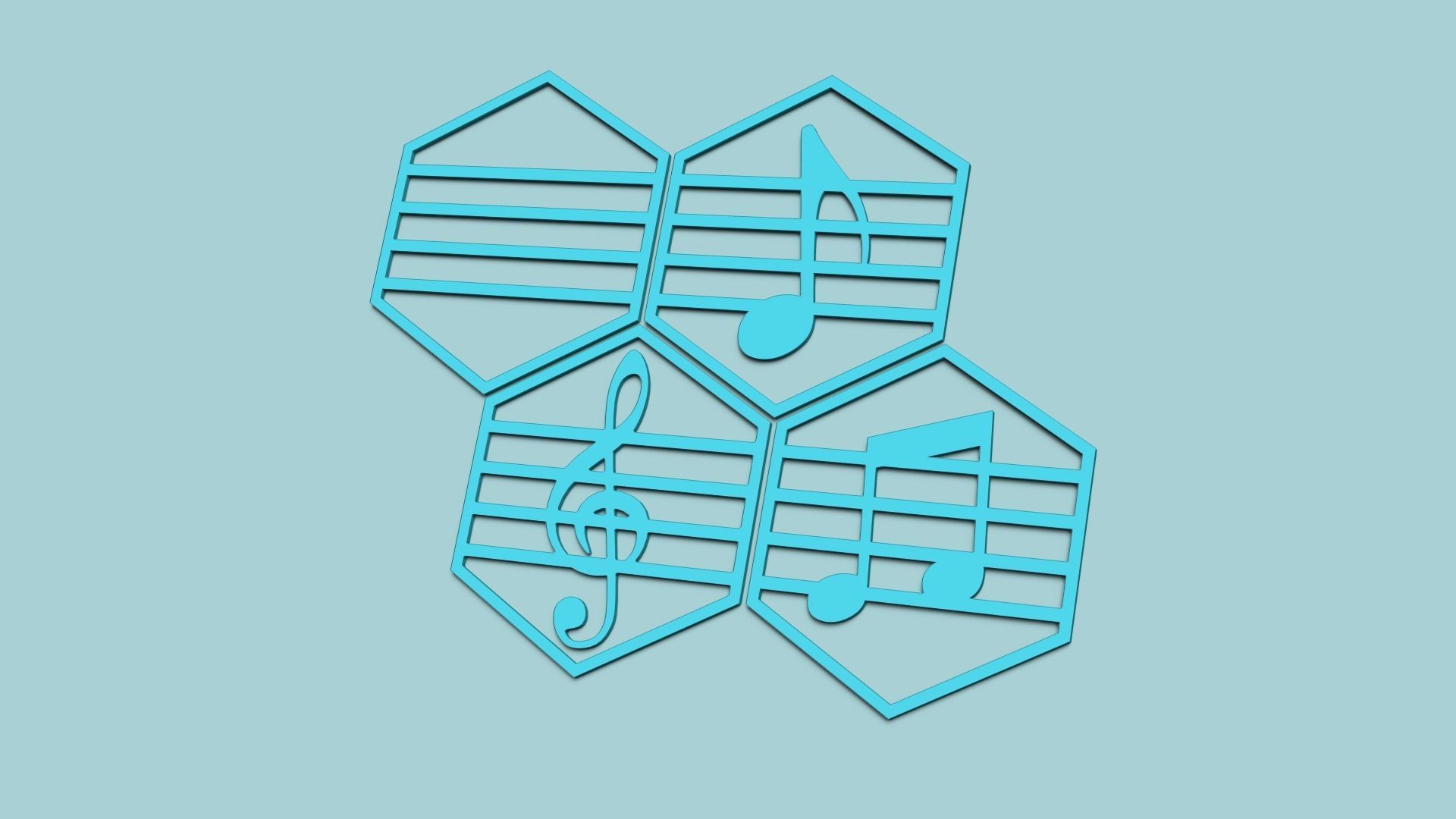 Hexagonal Wall Panel A14 Music - Interior Design Decoration 3D print model_4