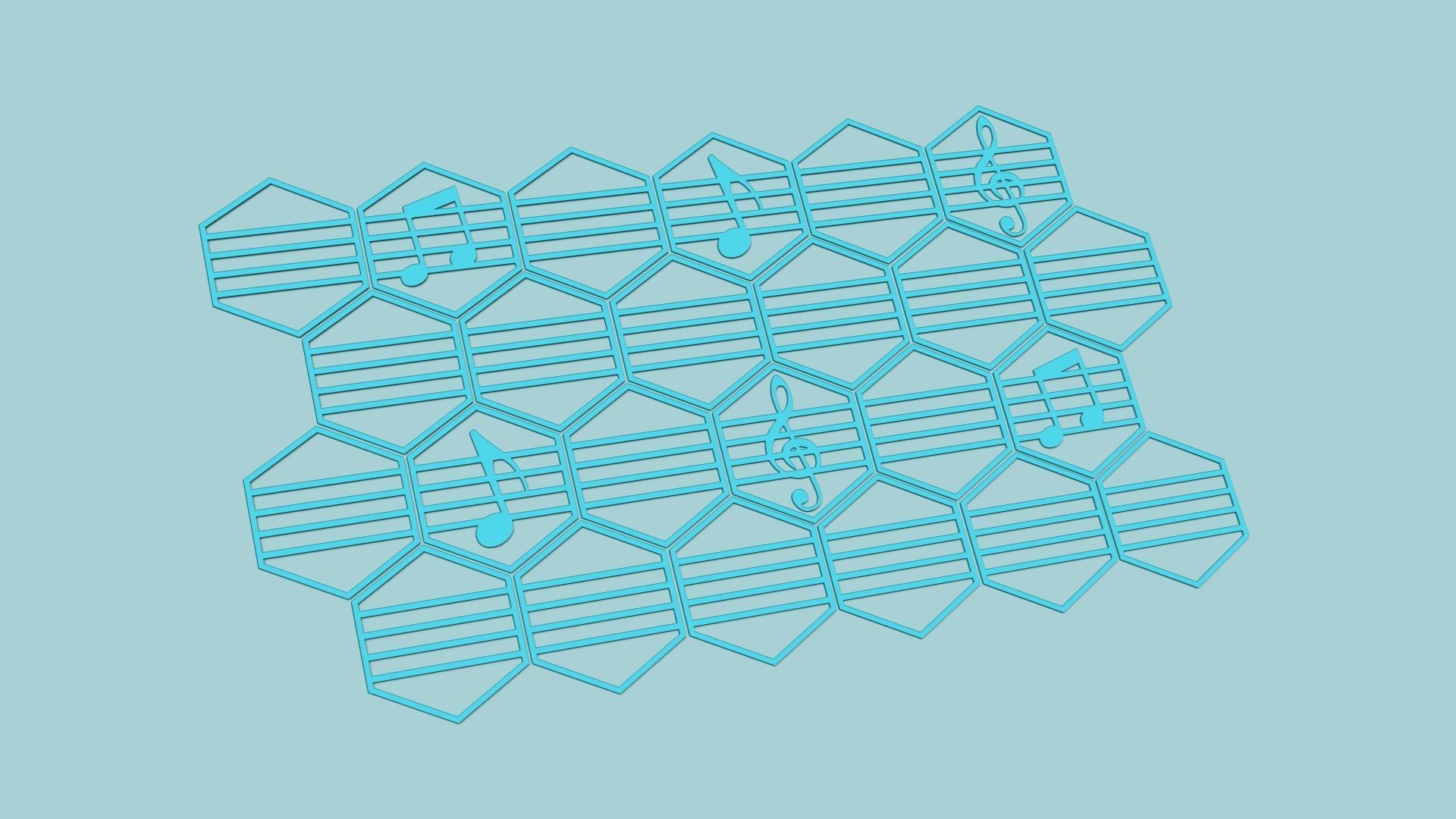 Hexagonal Wall Panel A14 Music - Interior Design Decoration 3D print model_6