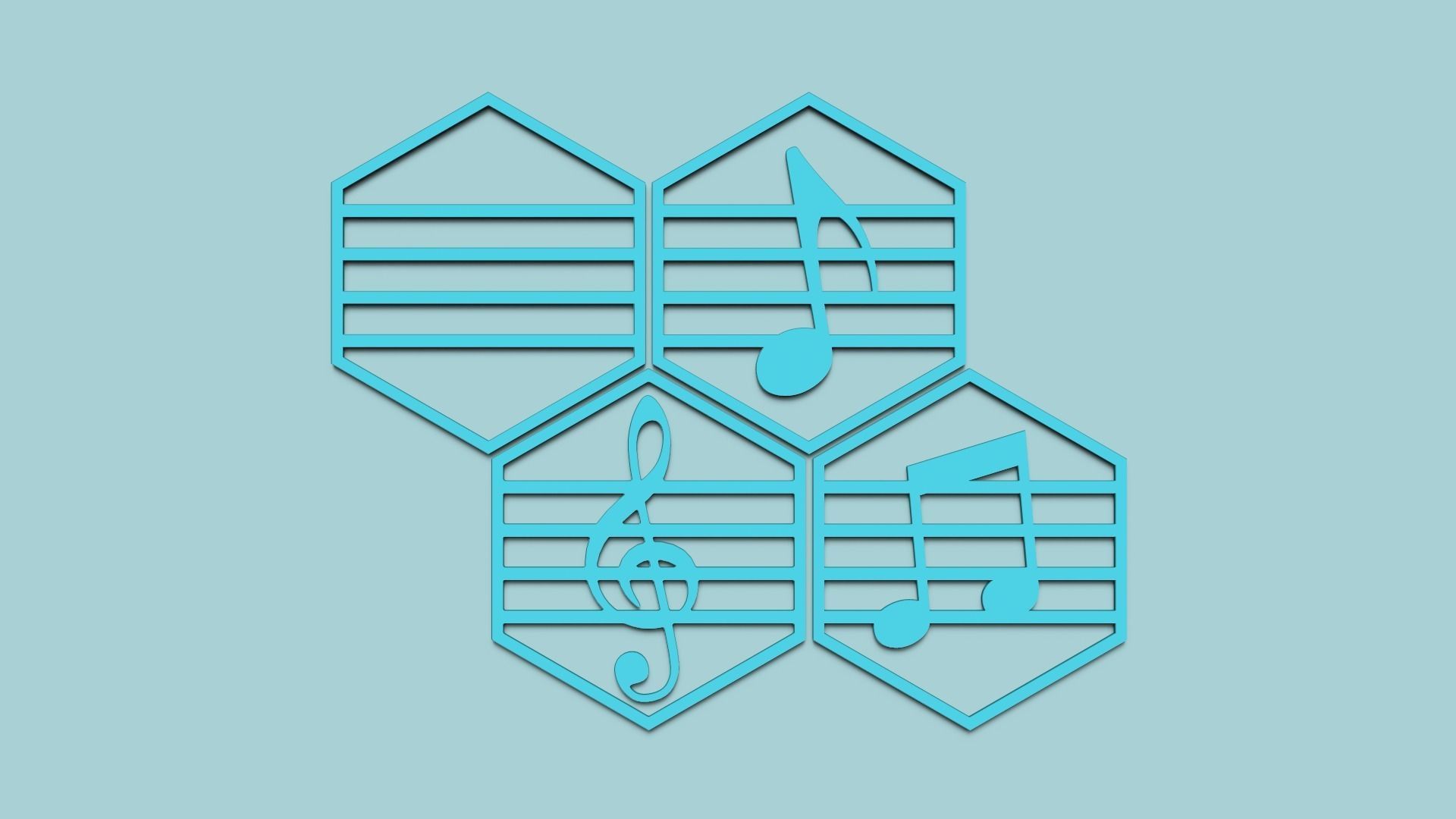 Hexagonal Wall Panel A14 Music - Interior Design Decoration 3D print model_3