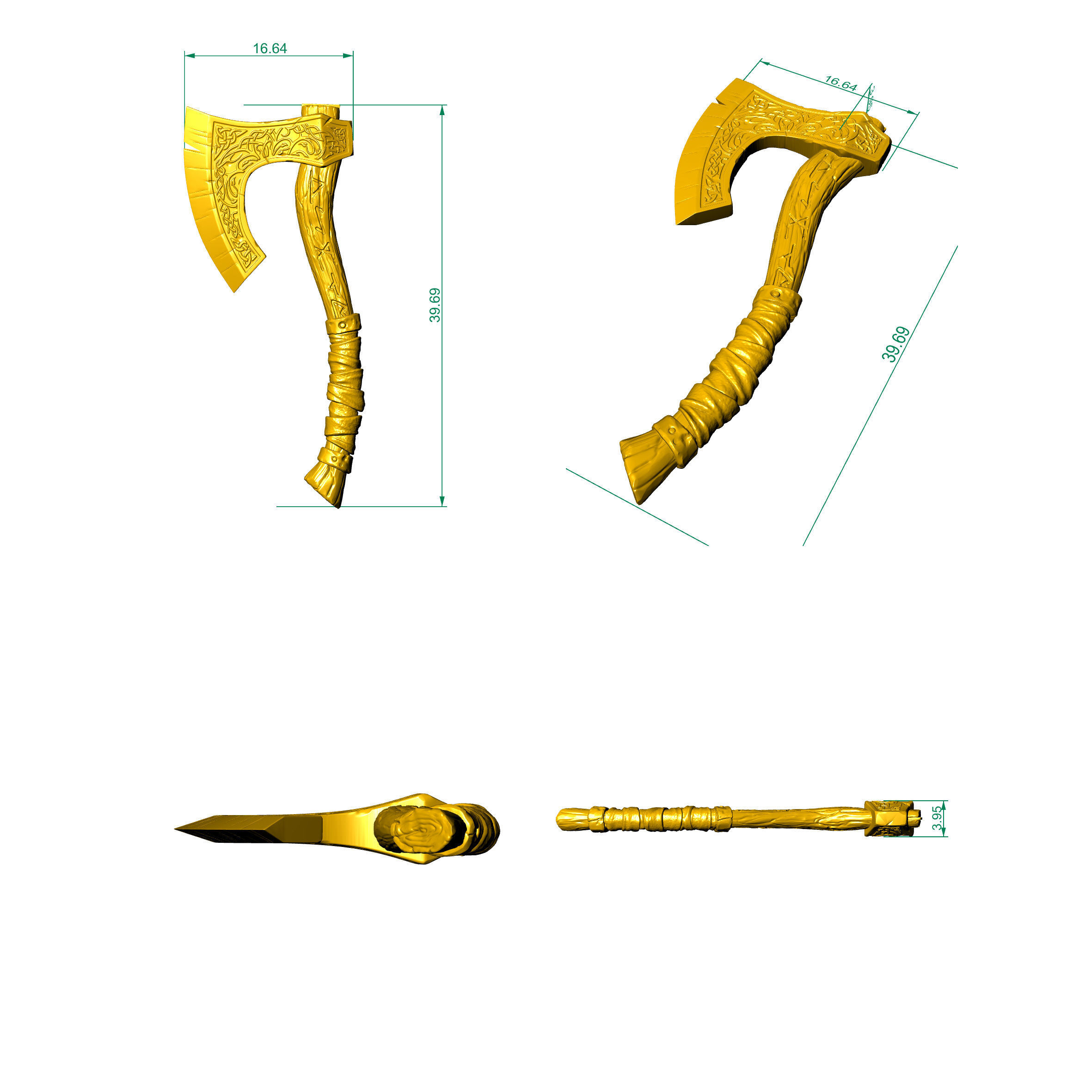  pendant poleax viking 3D print model_3