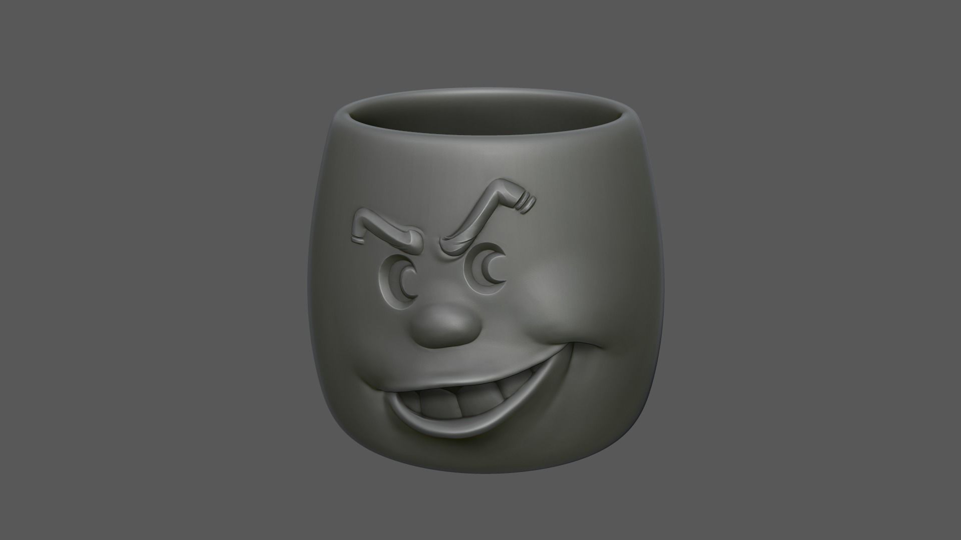 Smile -faced funny flower pot 3D print model_3