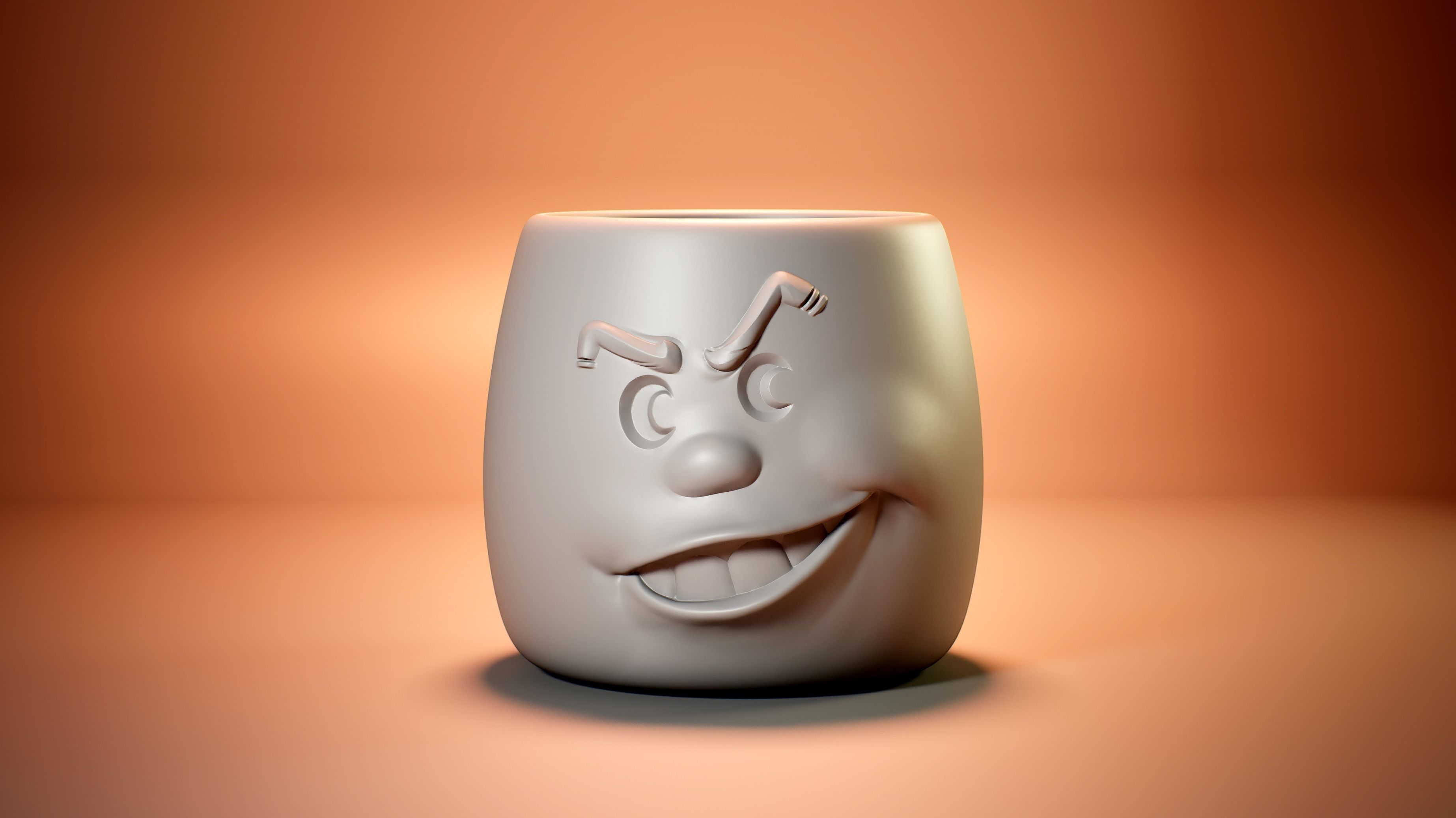 Smile -faced funny flower pot 3D print model_1