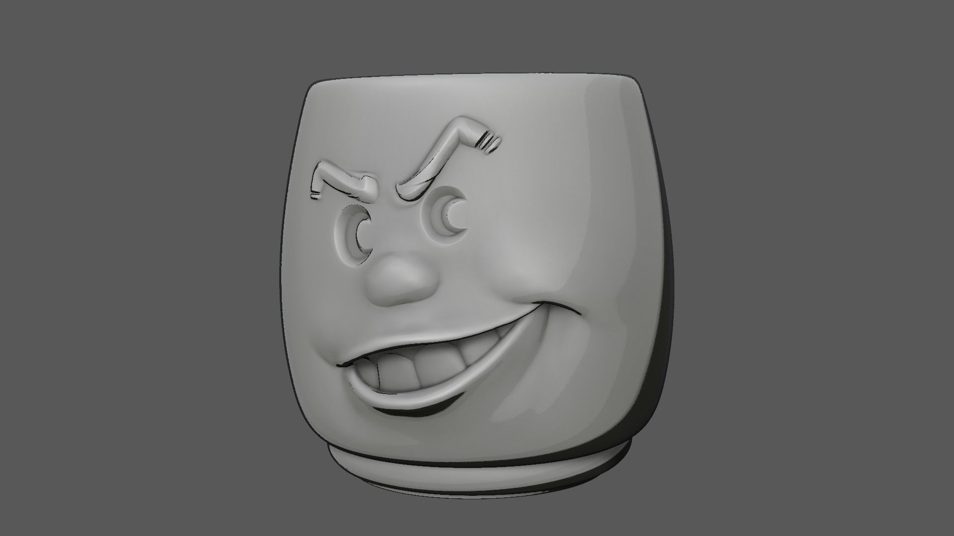 Smile -faced funny flower pot 3D print model_10