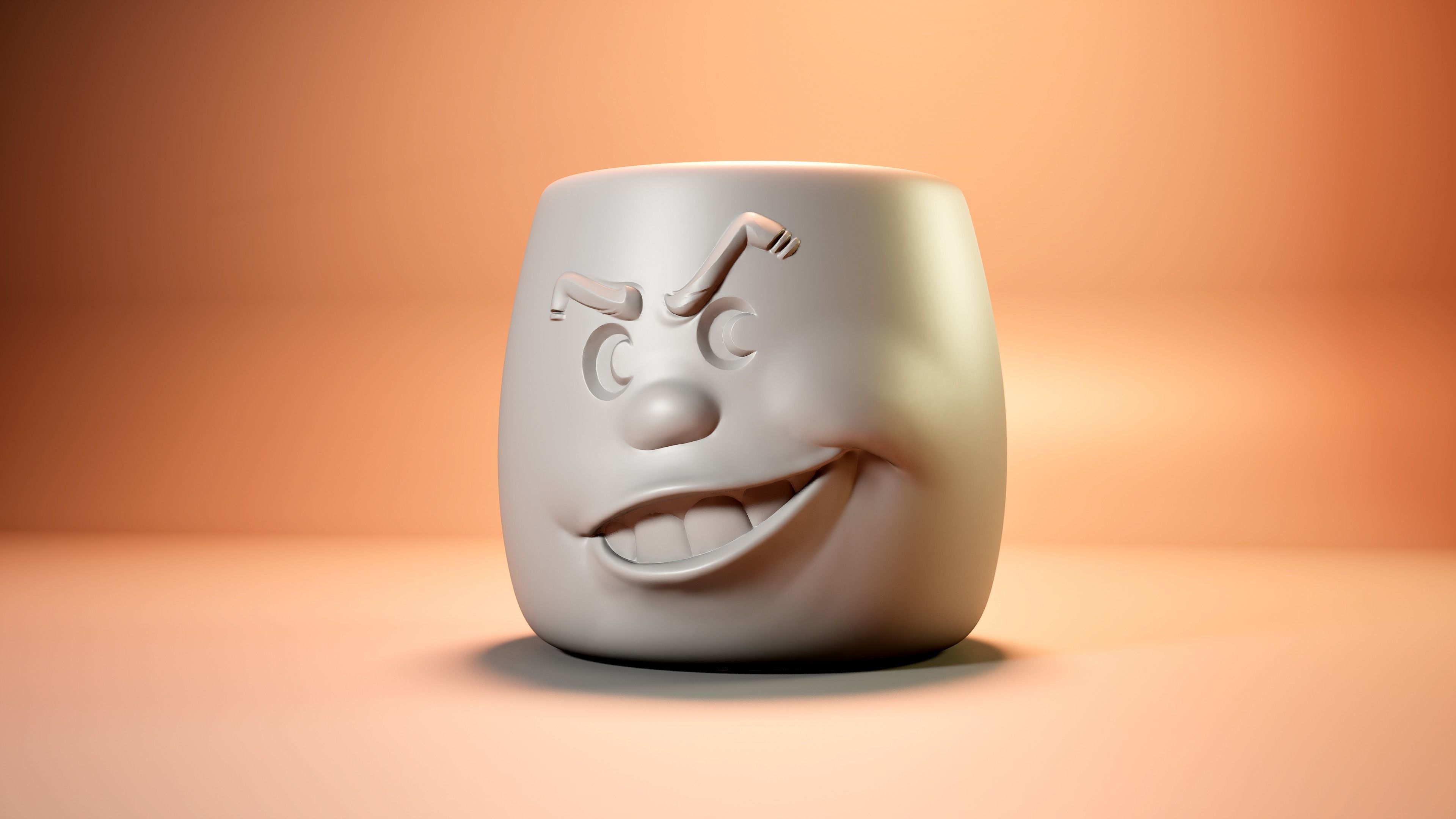 Smile -faced funny flower pot 3D print model_2