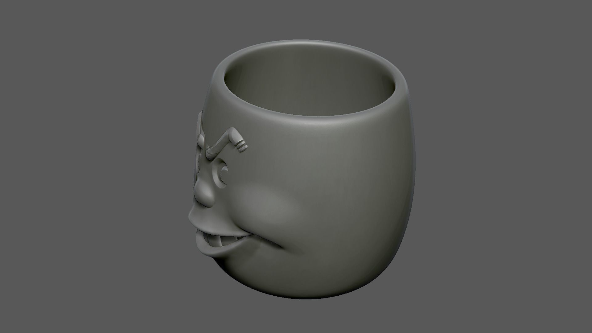Smile -faced funny flower pot 3D print model_4