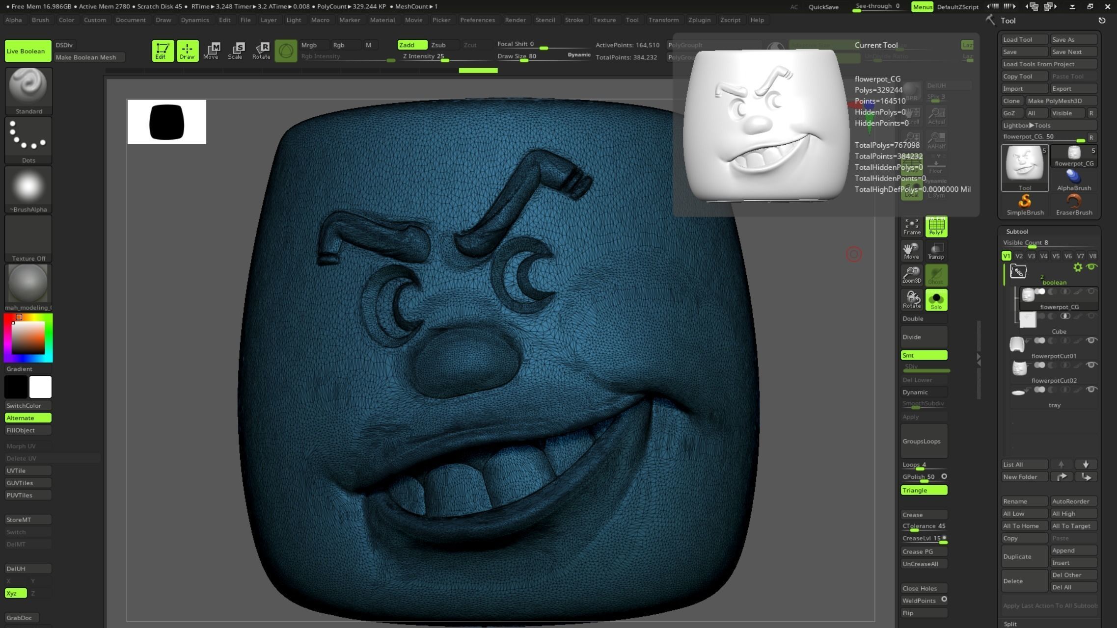 Smile -faced funny flower pot 3D print model_11