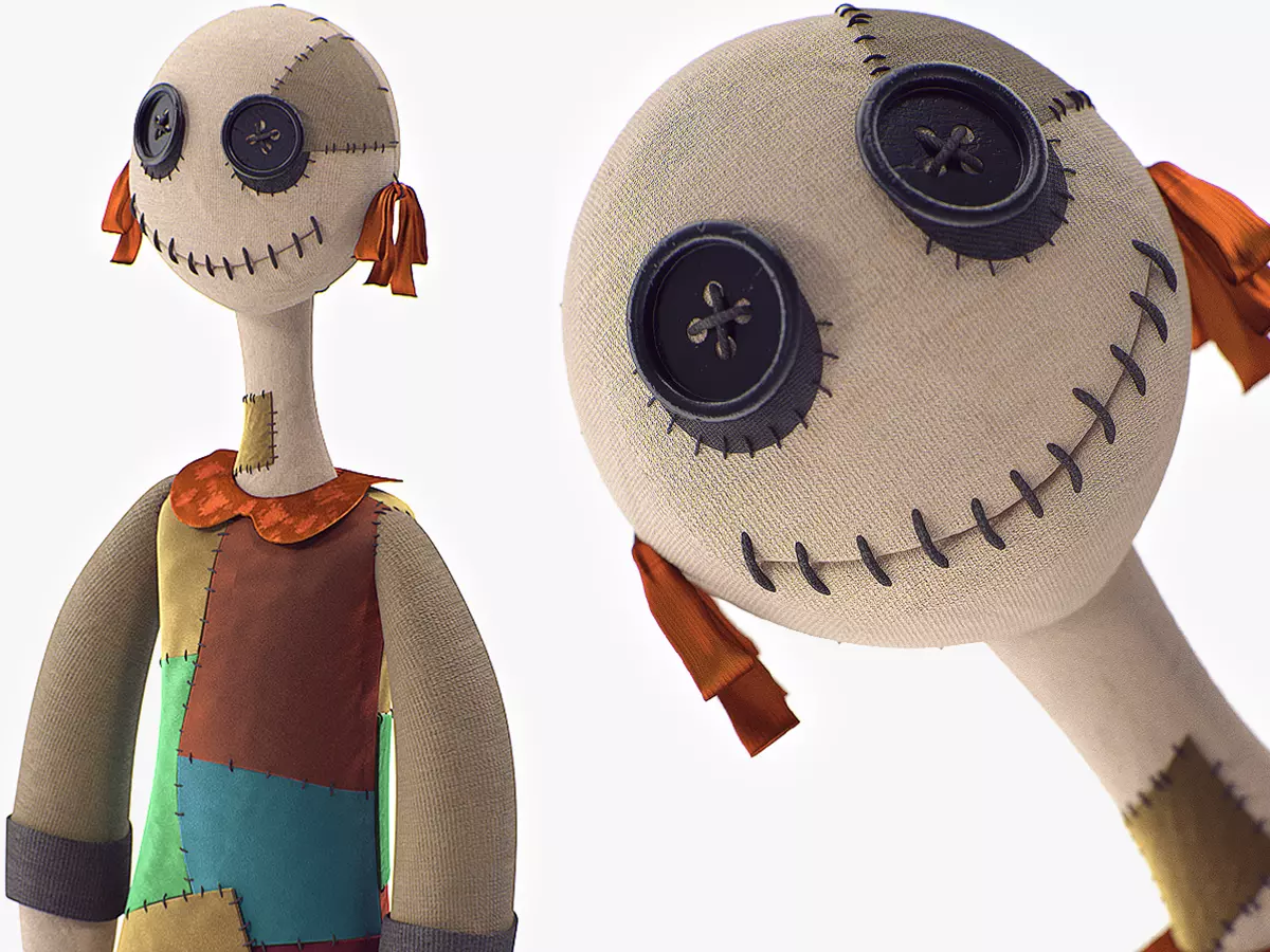 Creepy home made doll 3D model_0