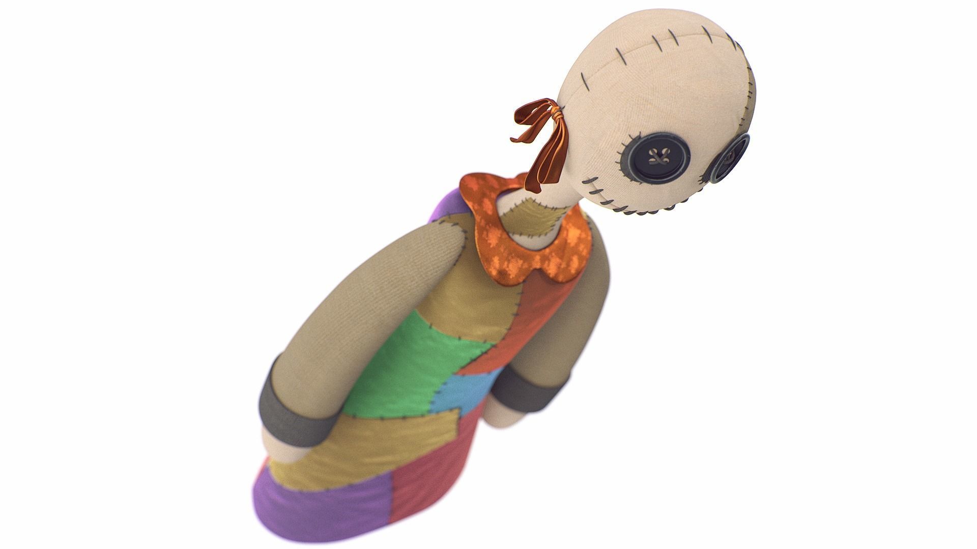 Creepy home made doll 3D model_4