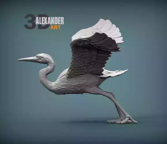 Heron taking off 3D print model
