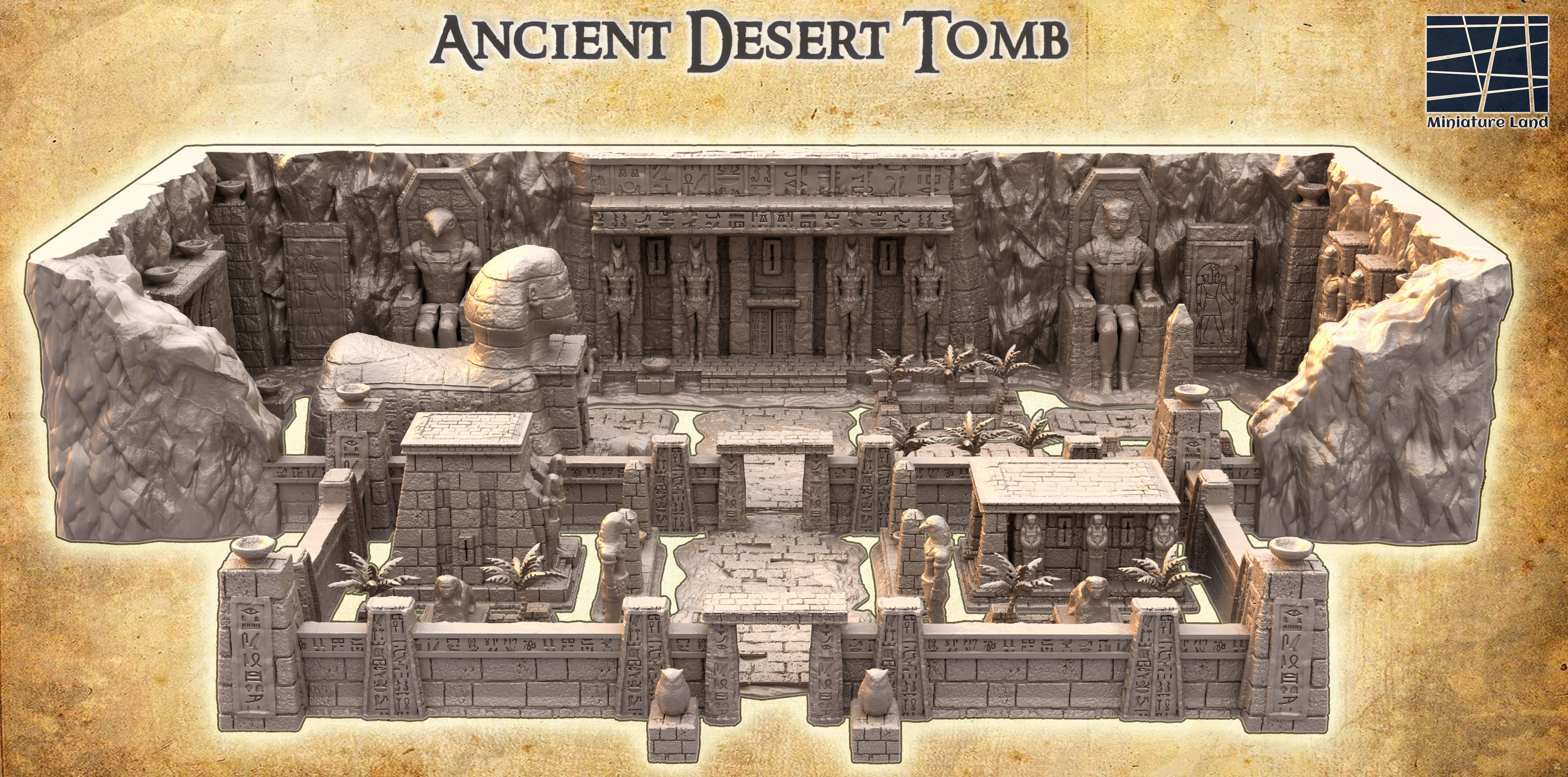 Ancient Desert Tomb Tabletop Terrain 28 MM 3D print model_2