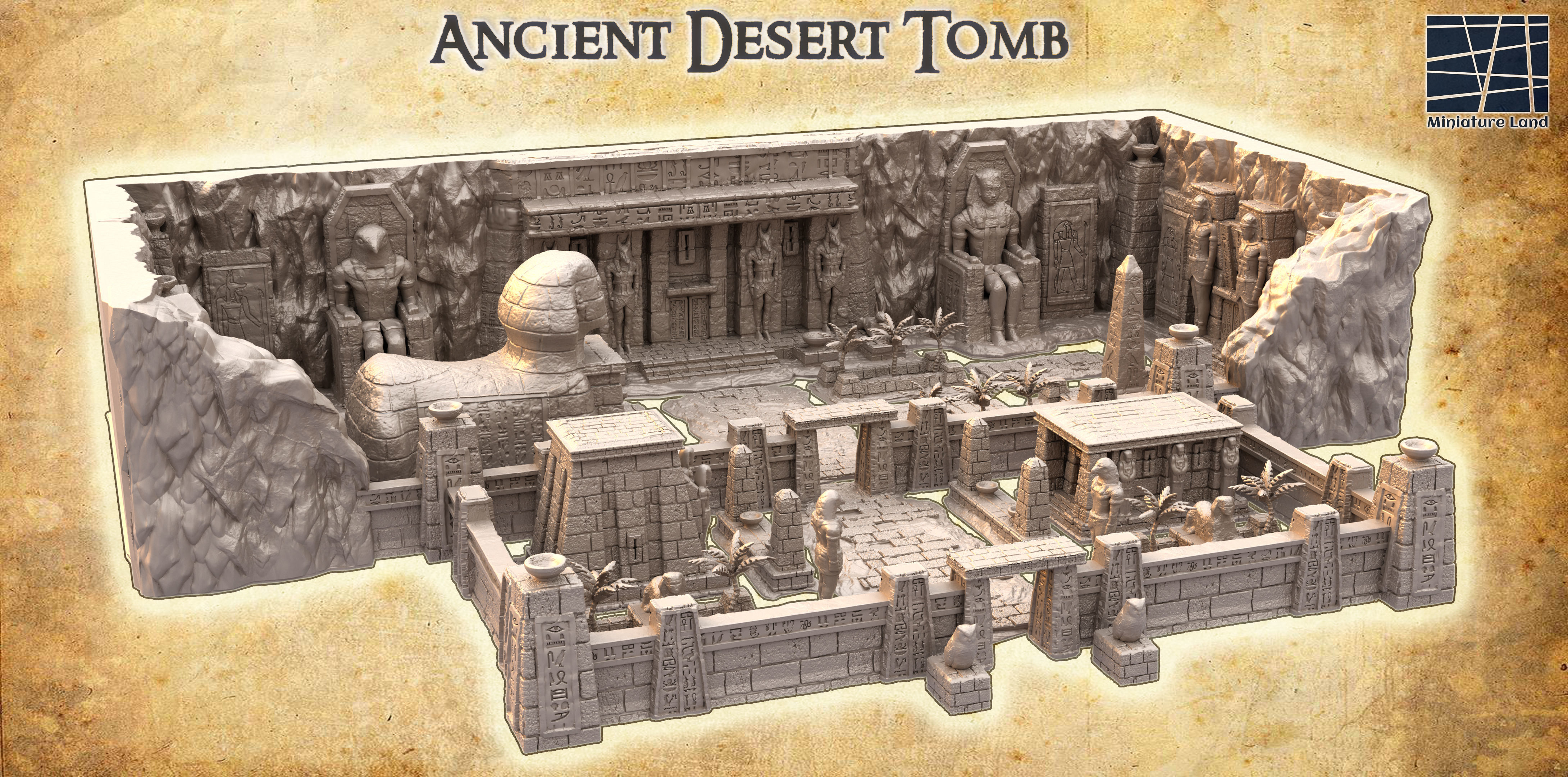 Ancient Desert Tomb Tabletop Terrain 28 MM 3D print model_1