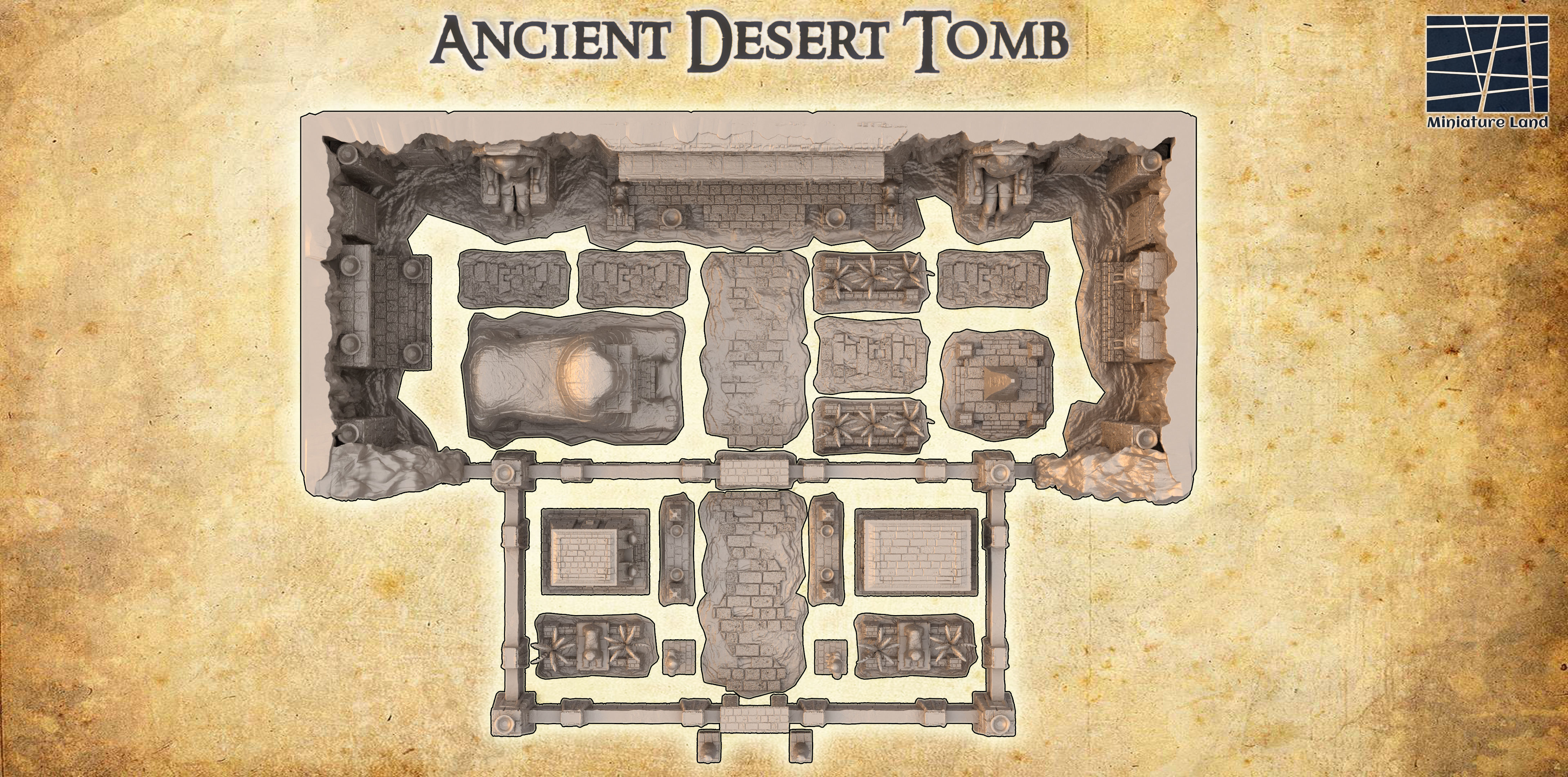 Ancient Desert Tomb Tabletop Terrain 28 MM 3D print model_3