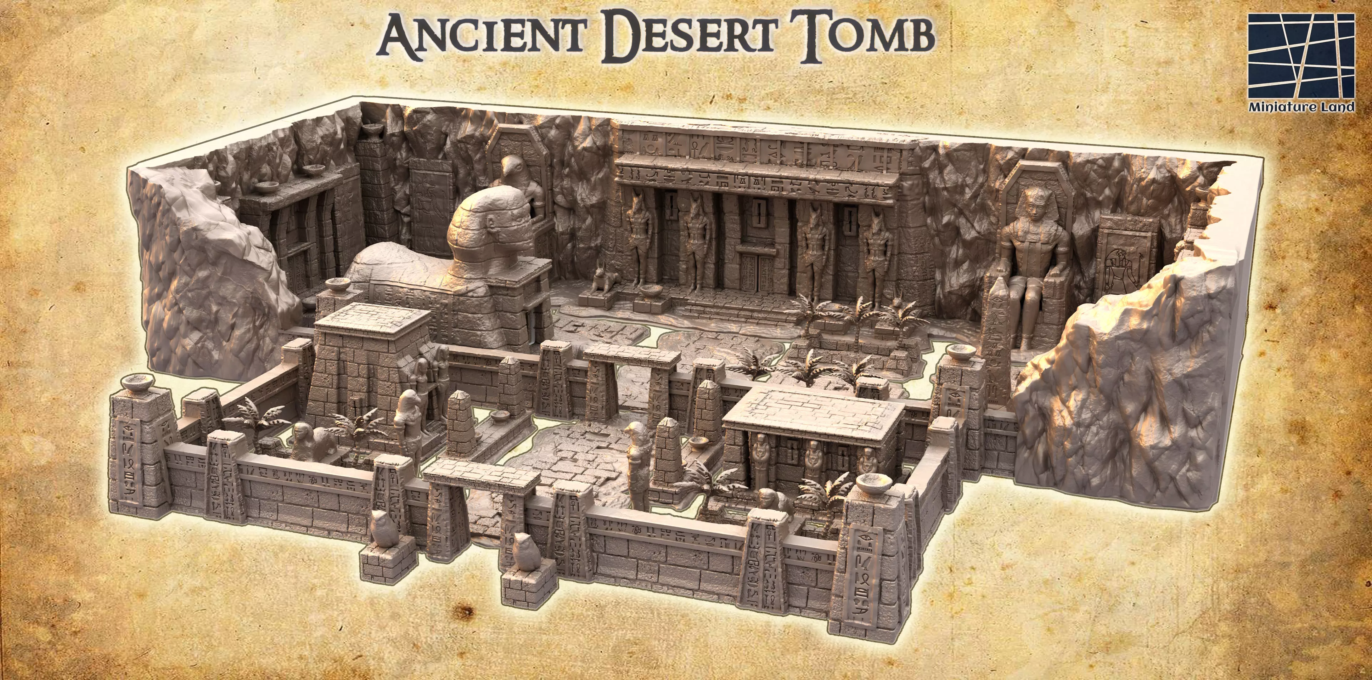 Ancient Desert Tomb Tabletop Terrain 28 MM 3D print model_0