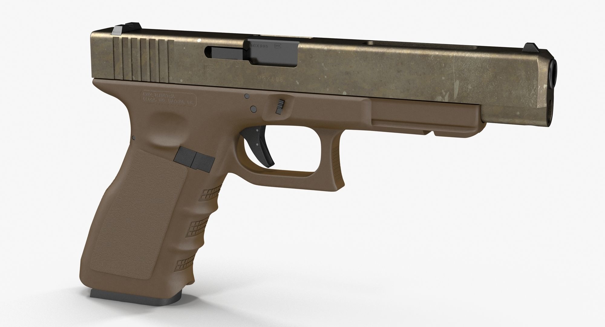 Glock 34 Brown Rough Low-poly 3D model_3