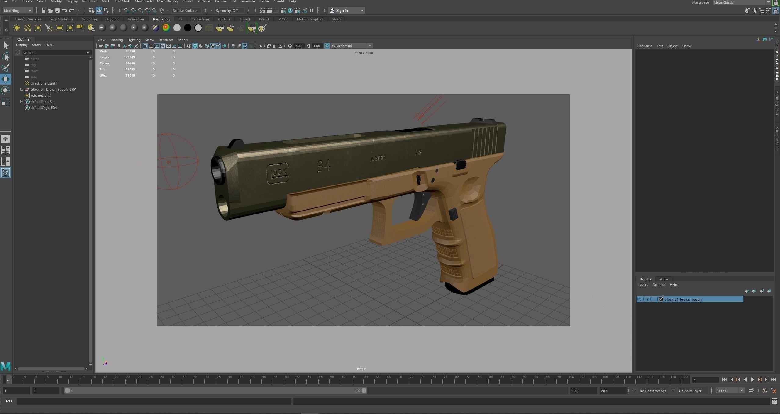 Glock 34 Brown Rough Low-poly 3D model_24