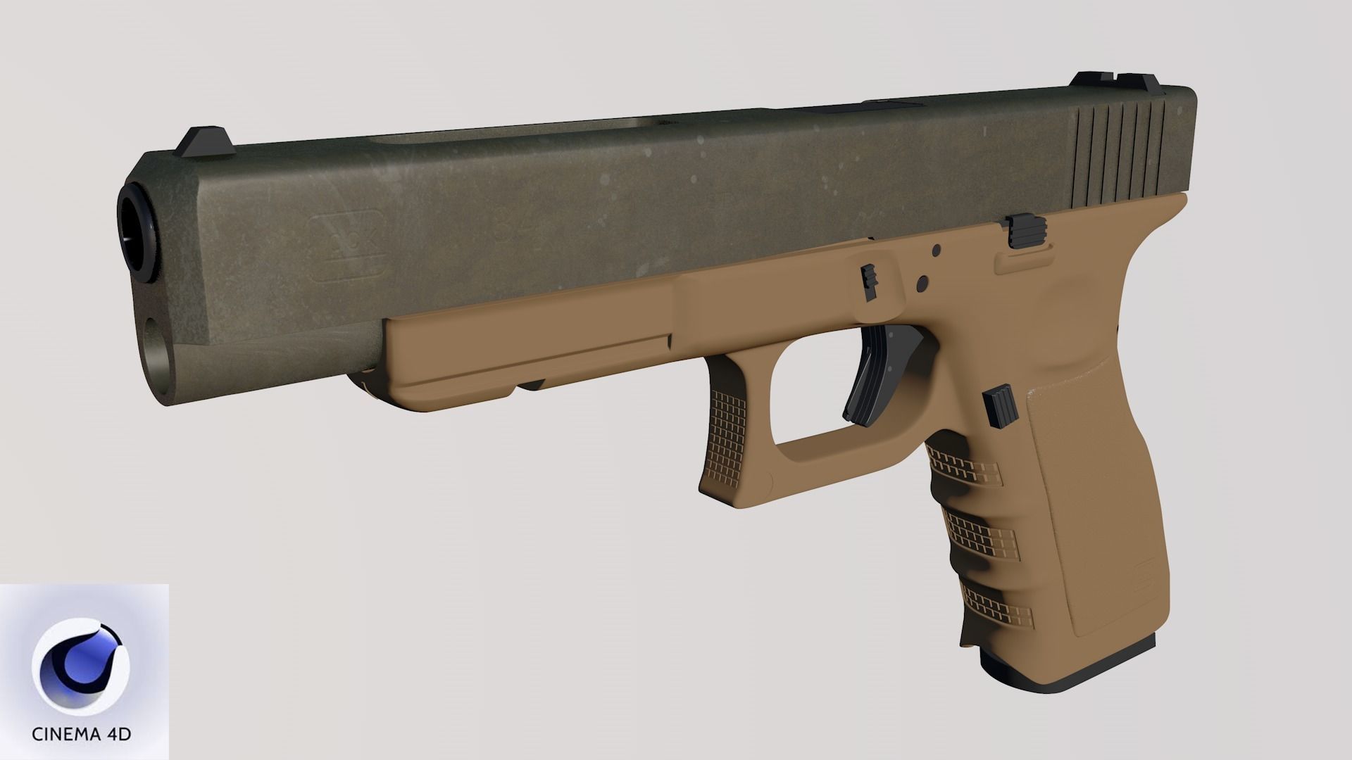 Glock 34 Brown Rough Low-poly 3D model_25