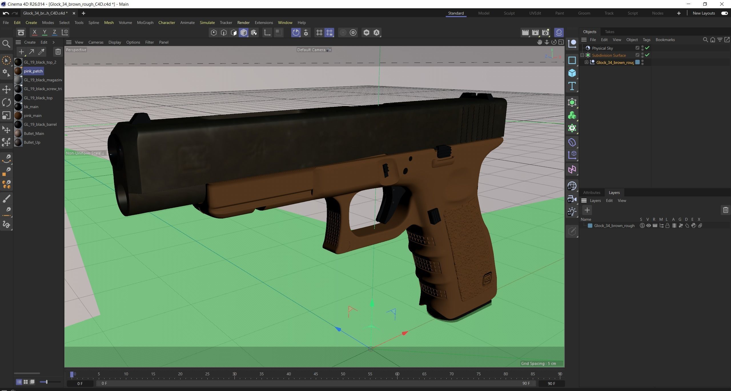 Glock 34 Brown Rough Low-poly 3D model_26