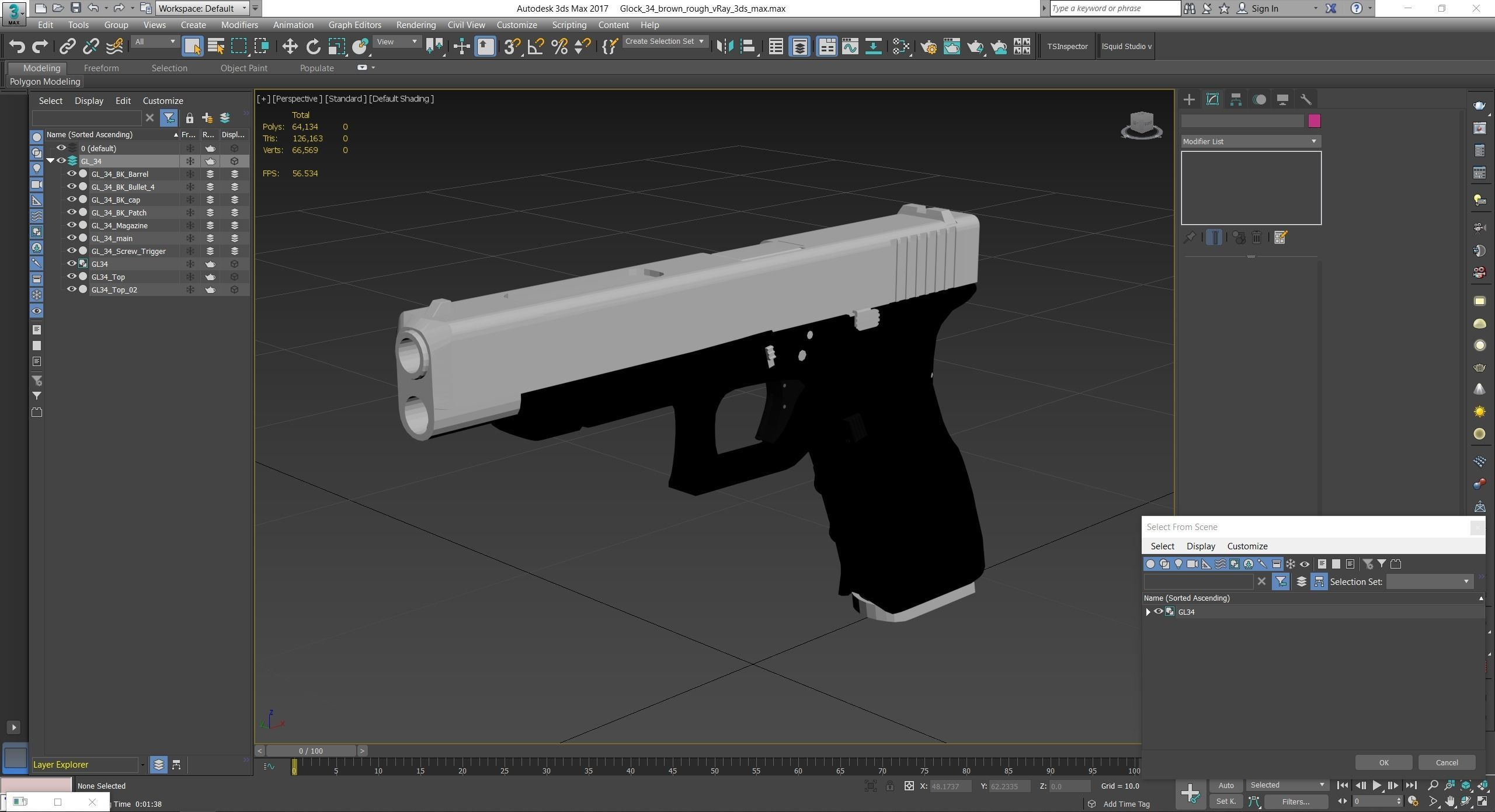 Glock 34 Brown Rough Low-poly 3D model_22