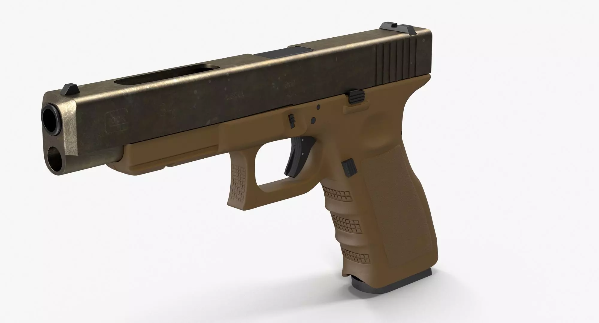 Glock 34 Brown Rough Low-poly 3D model_0