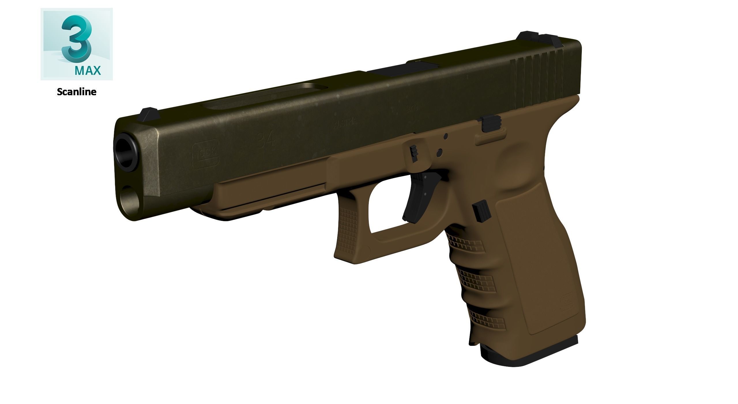 Glock 34 Brown Rough Low-poly 3D model_21