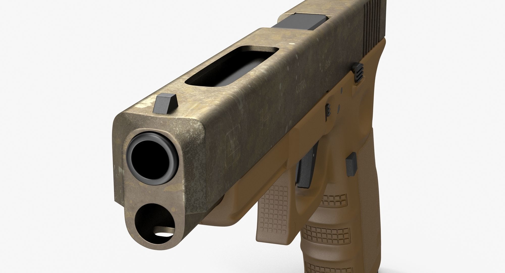 Glock 34 Brown Rough Low-poly 3D model_6