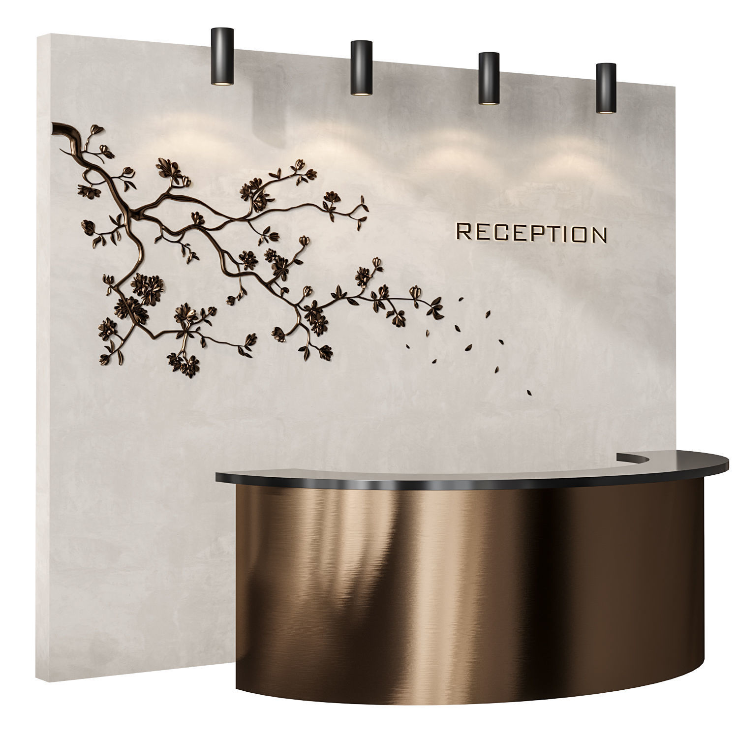 Japanese Bronze Reception with Flowers 3D model_1