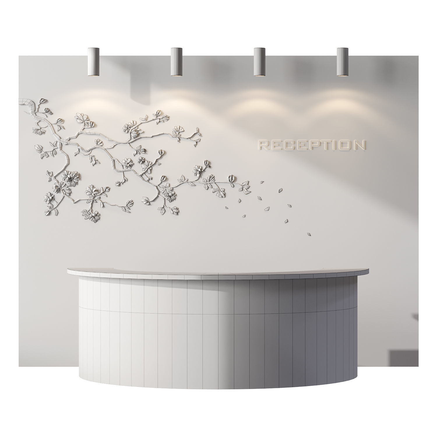 Japanese Bronze Reception with Flowers 3D model_4