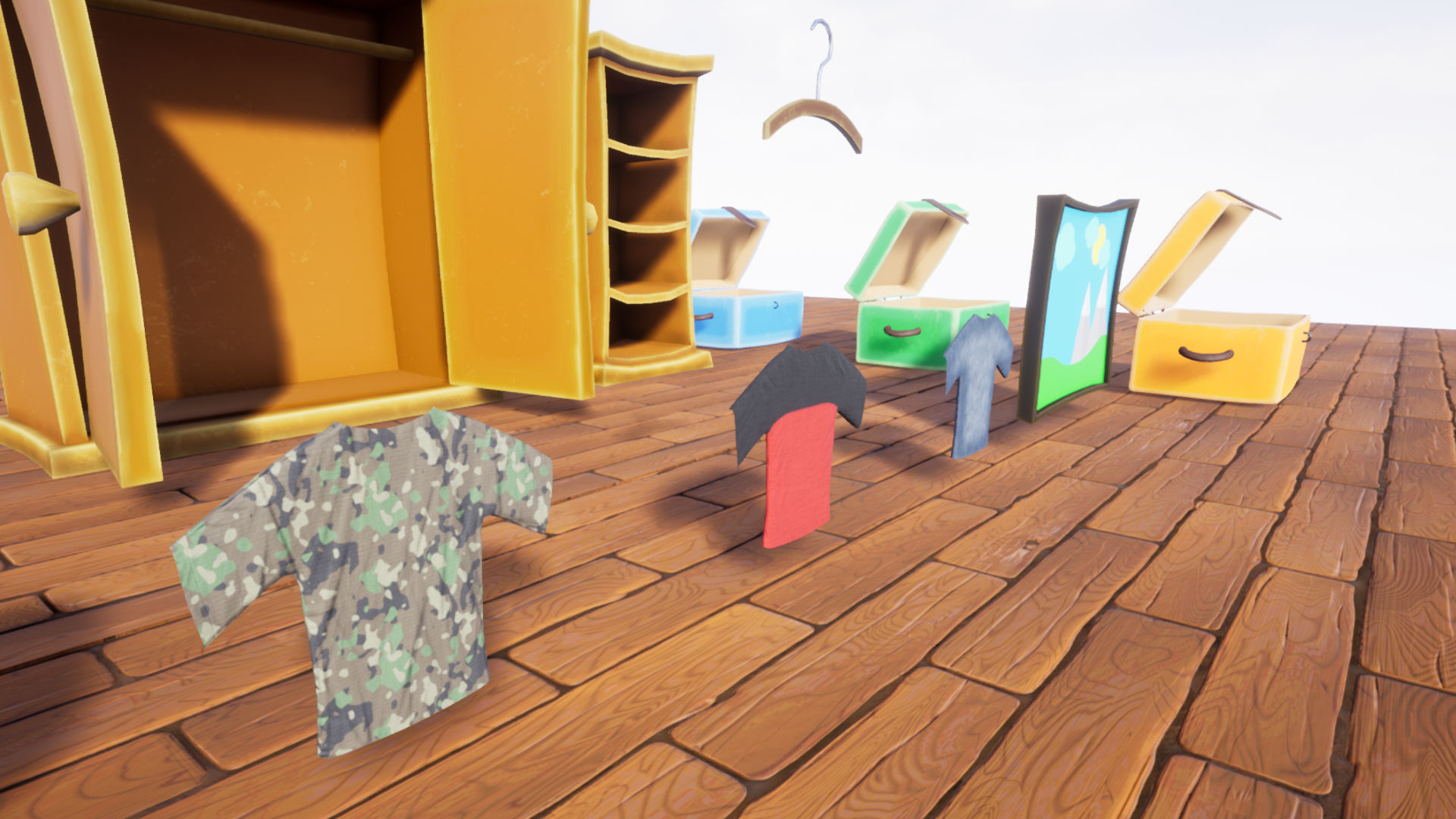 Stylized Bedroom Furniture Low-poly 3D model_8