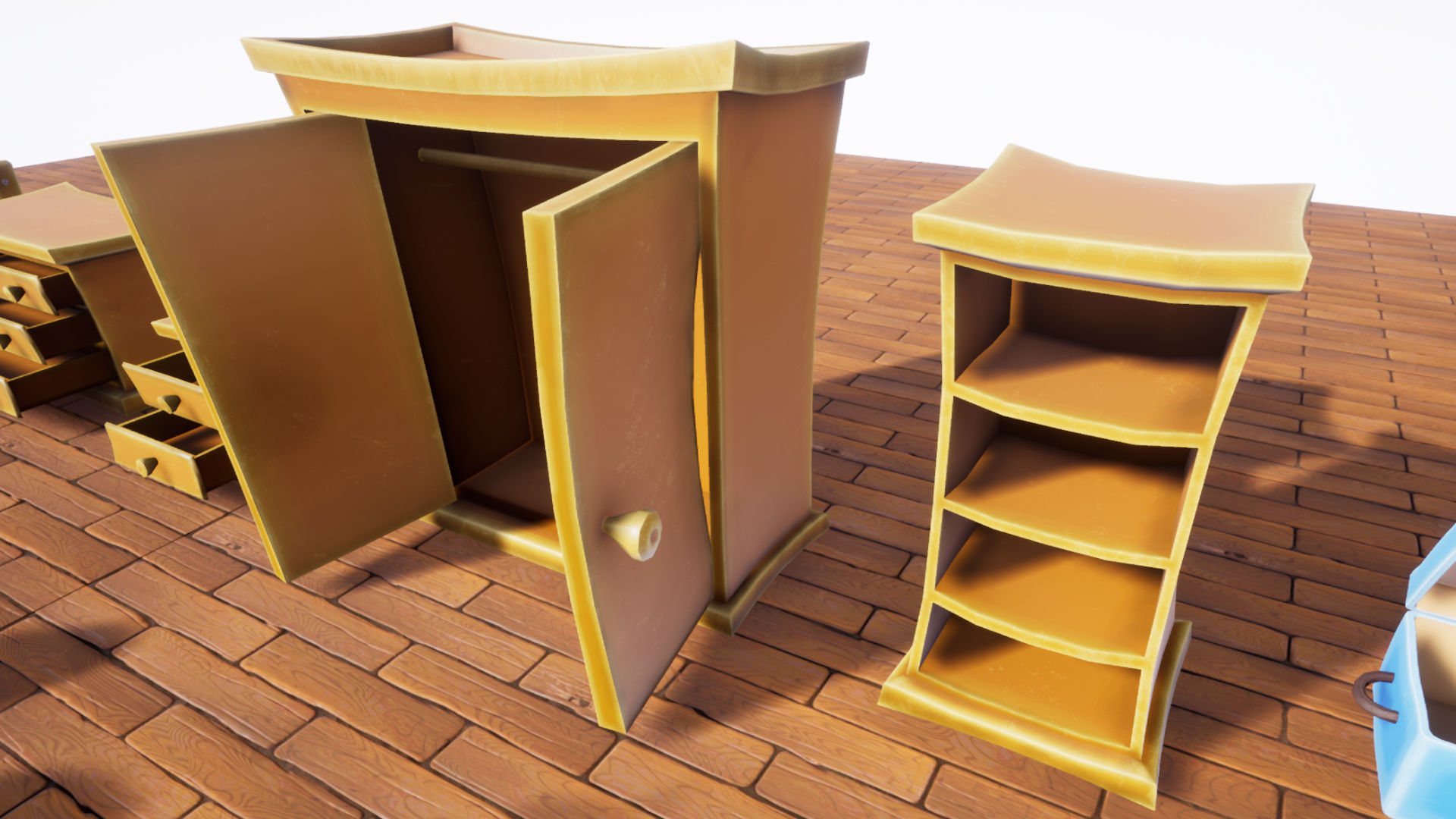 Stylized Bedroom Furniture Low-poly 3D model_5