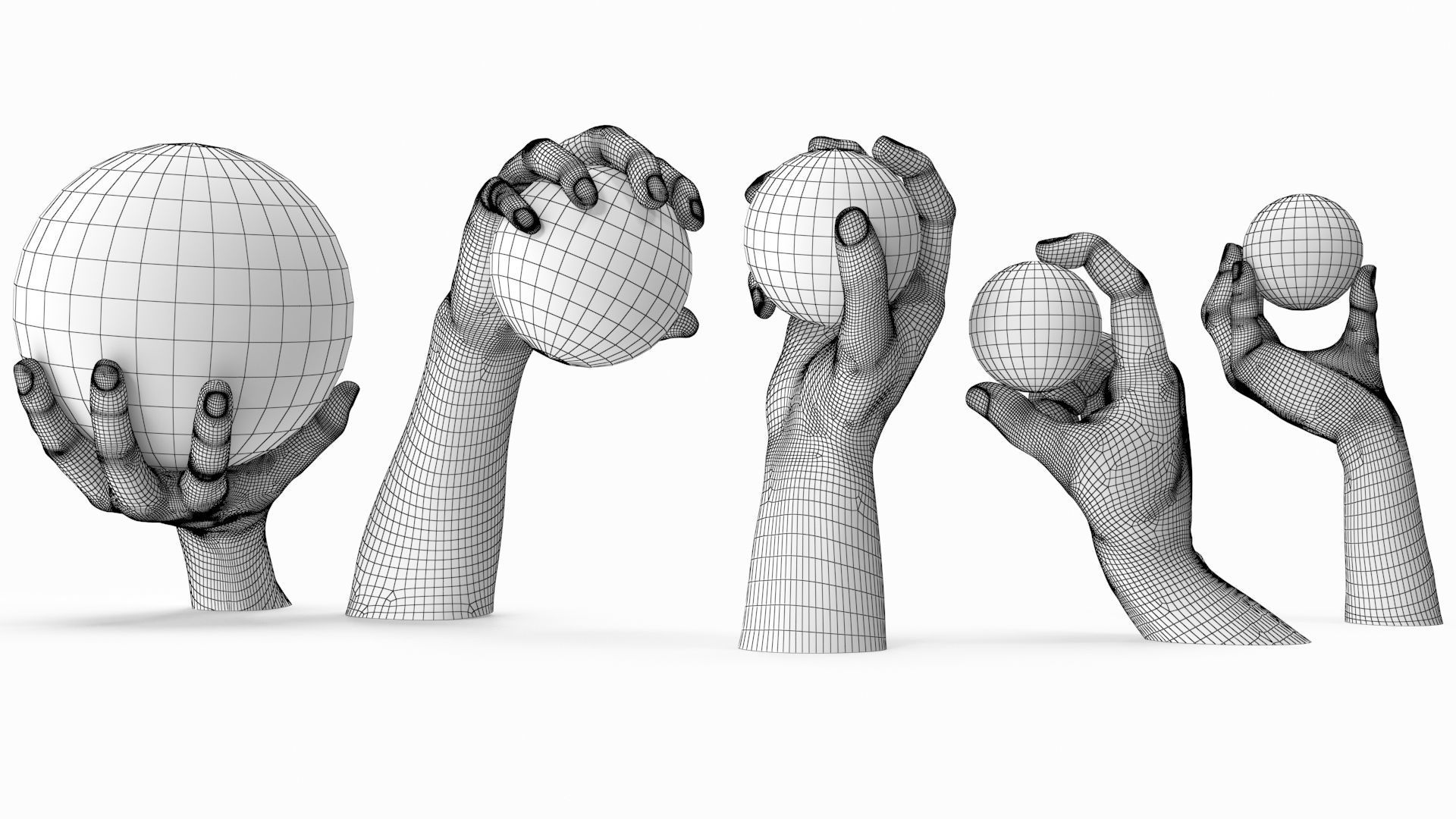 Hand holding globe collection 3D model_1