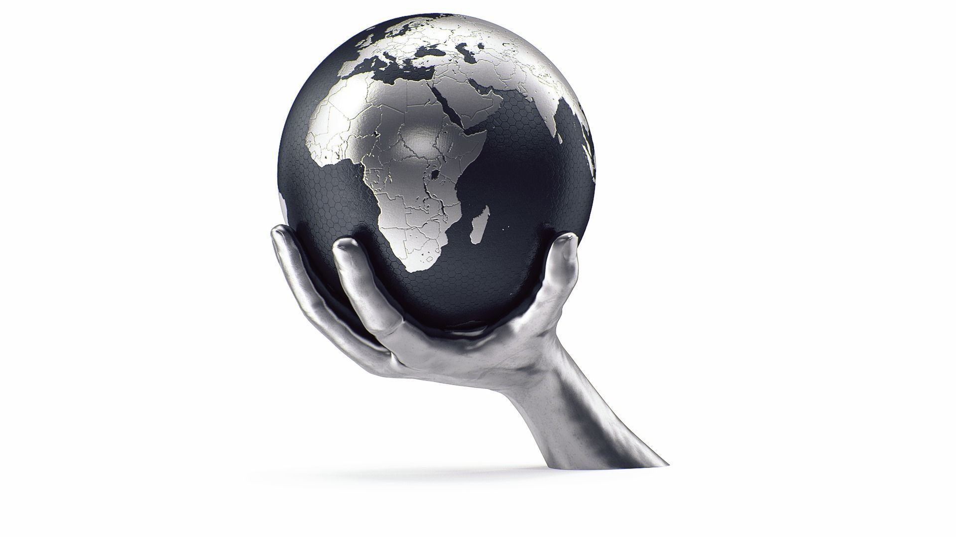Hand holding globe collection 3D model_3