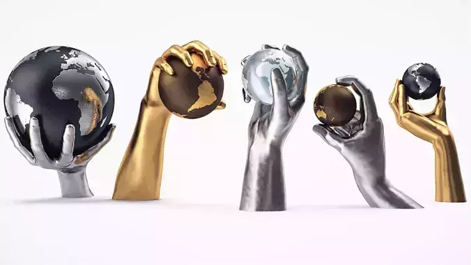 Hand holding globe collection