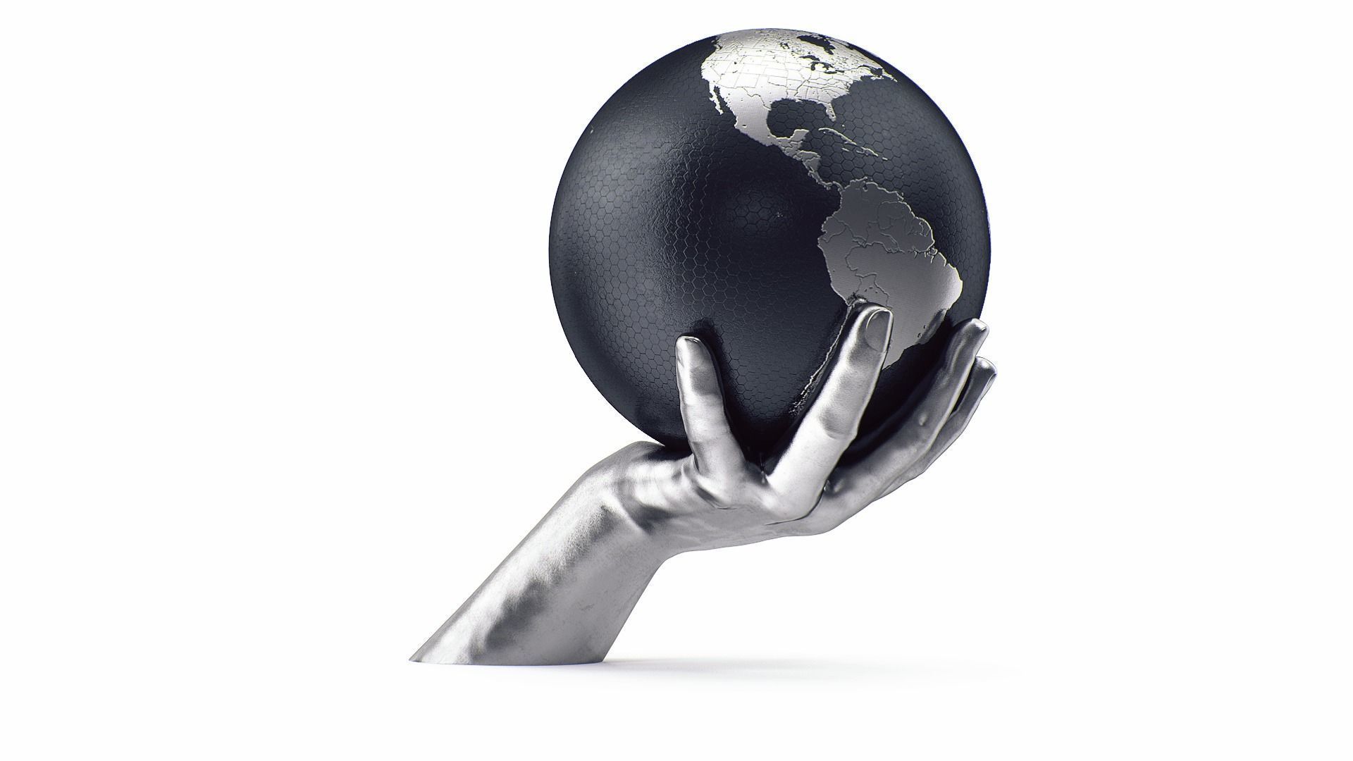 Hand holding globe collection 3D model_2