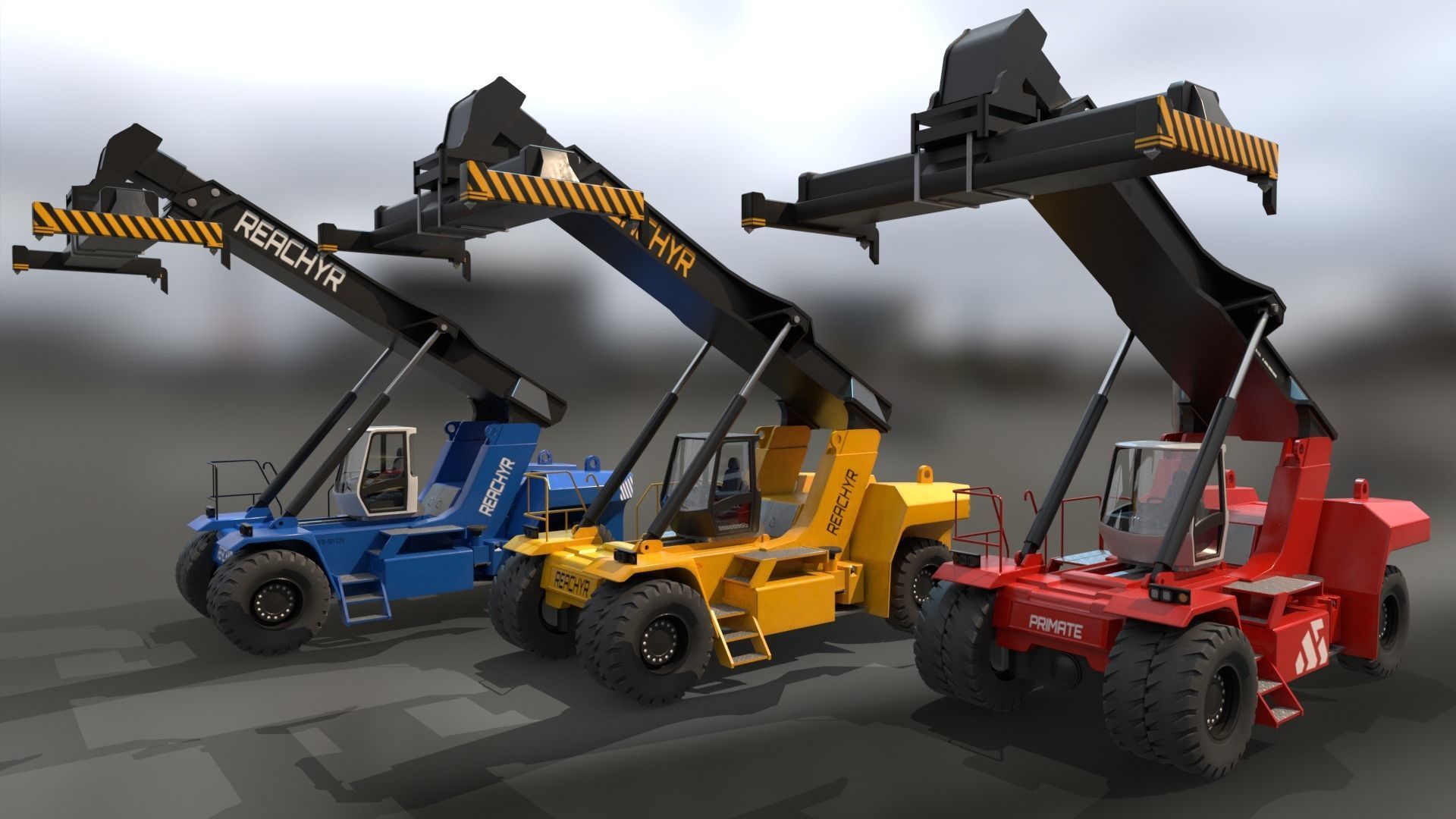 Reach Stacker Low-poly 3D model_11