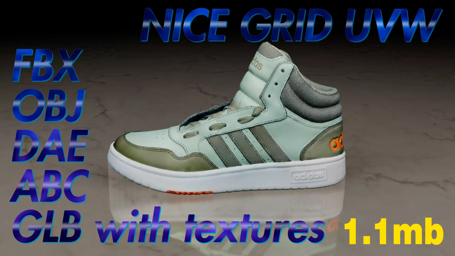 Adidas Hoops 3 Mid green Clean Scan 3D model