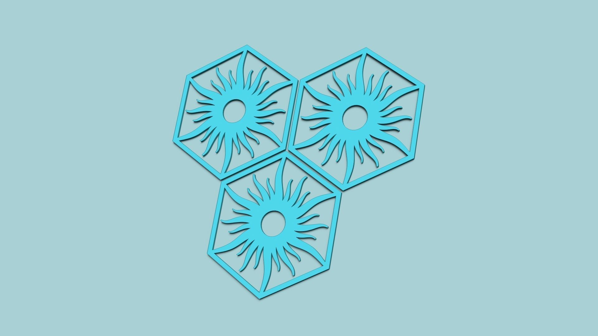 Hexagonal Wall Panel A33 Sun - Interior Design Decoration 3D print model_5