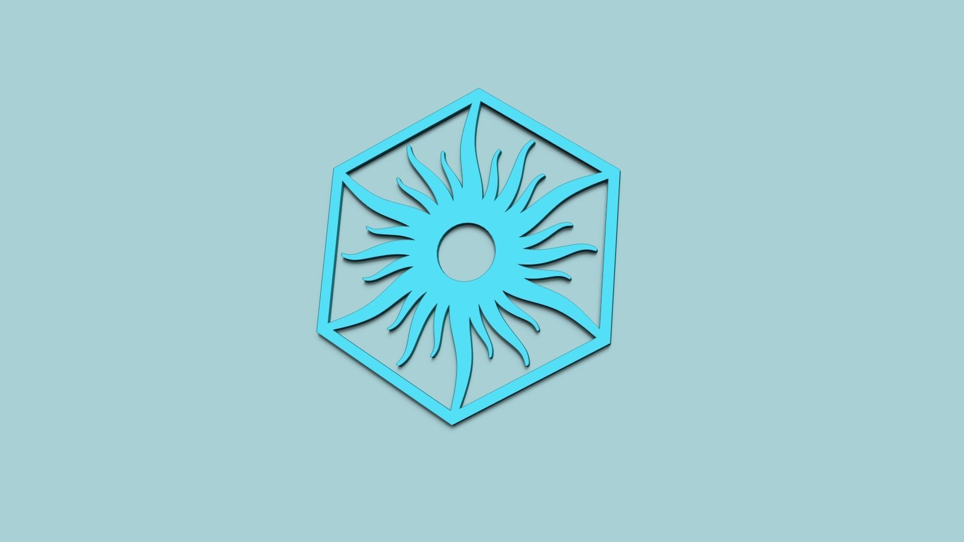 Hexagonal Wall Panel A33 Sun - Interior Design Decoration 3D print model_1