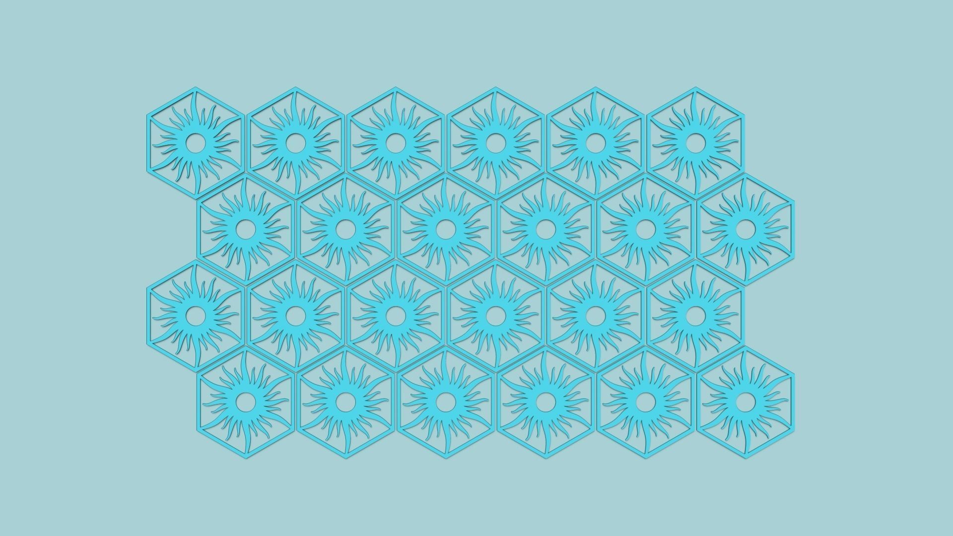 Hexagonal Wall Panel A33 Sun - Interior Design Decoration 3D print model_6