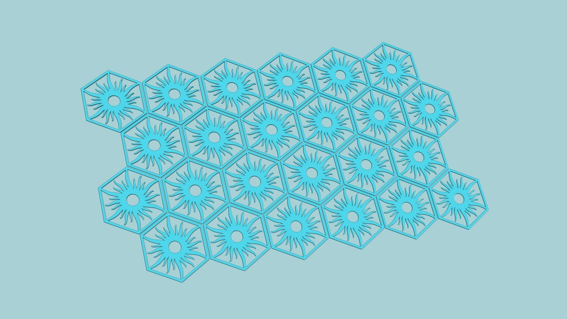 Hexagonal Wall Panel A33 Sun - Interior Design Decoration 3D print model_7