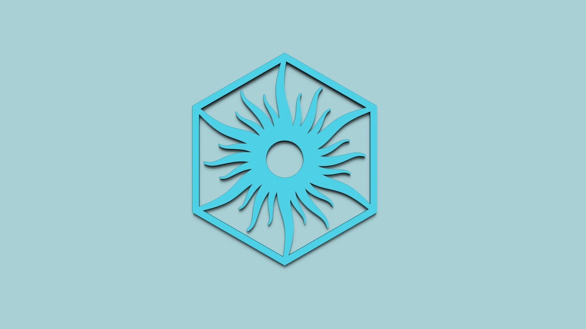 Hexagonal Wall Panel A33 Sun - Interior Design Decoration 3D print model_2