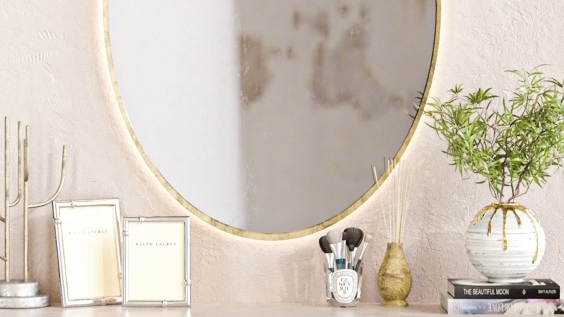 Wardrobe with decor photo frame and books for the living room 3D model_3