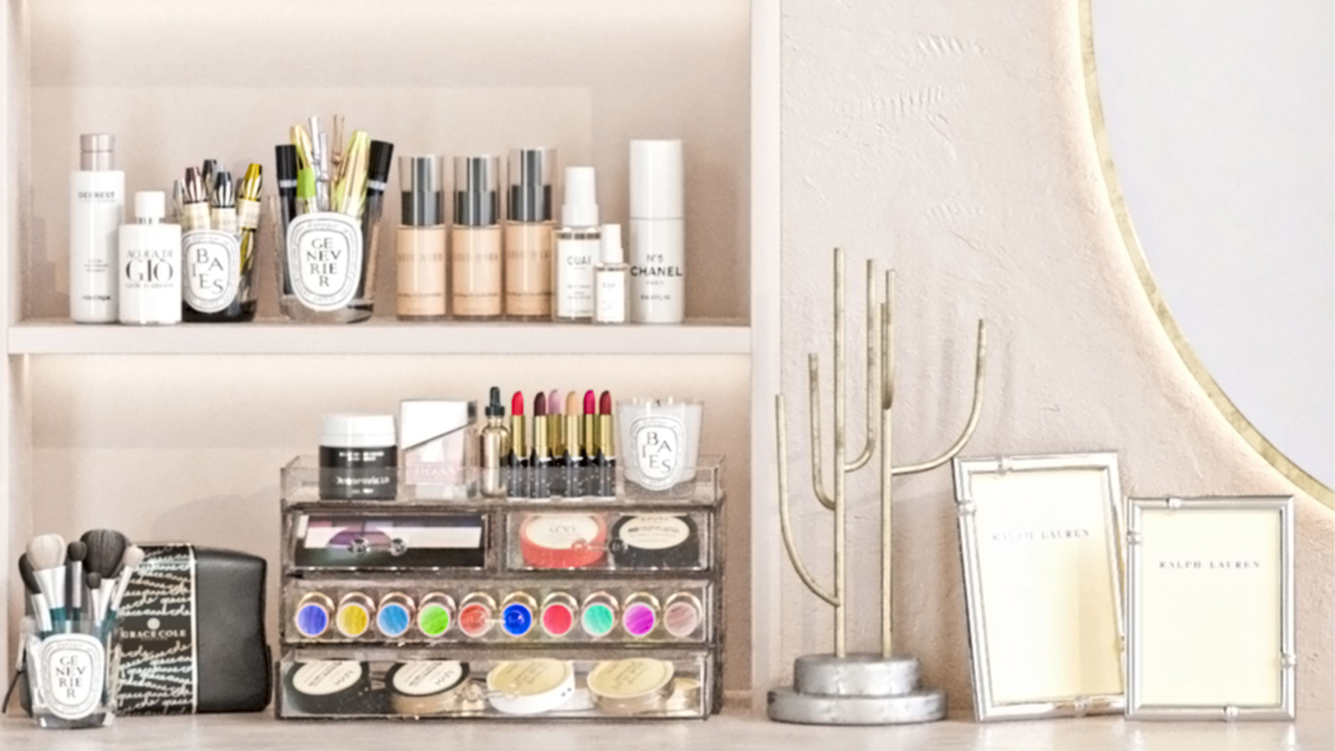 Wardrobe with decor photo frame and books for the living room 3D model_2