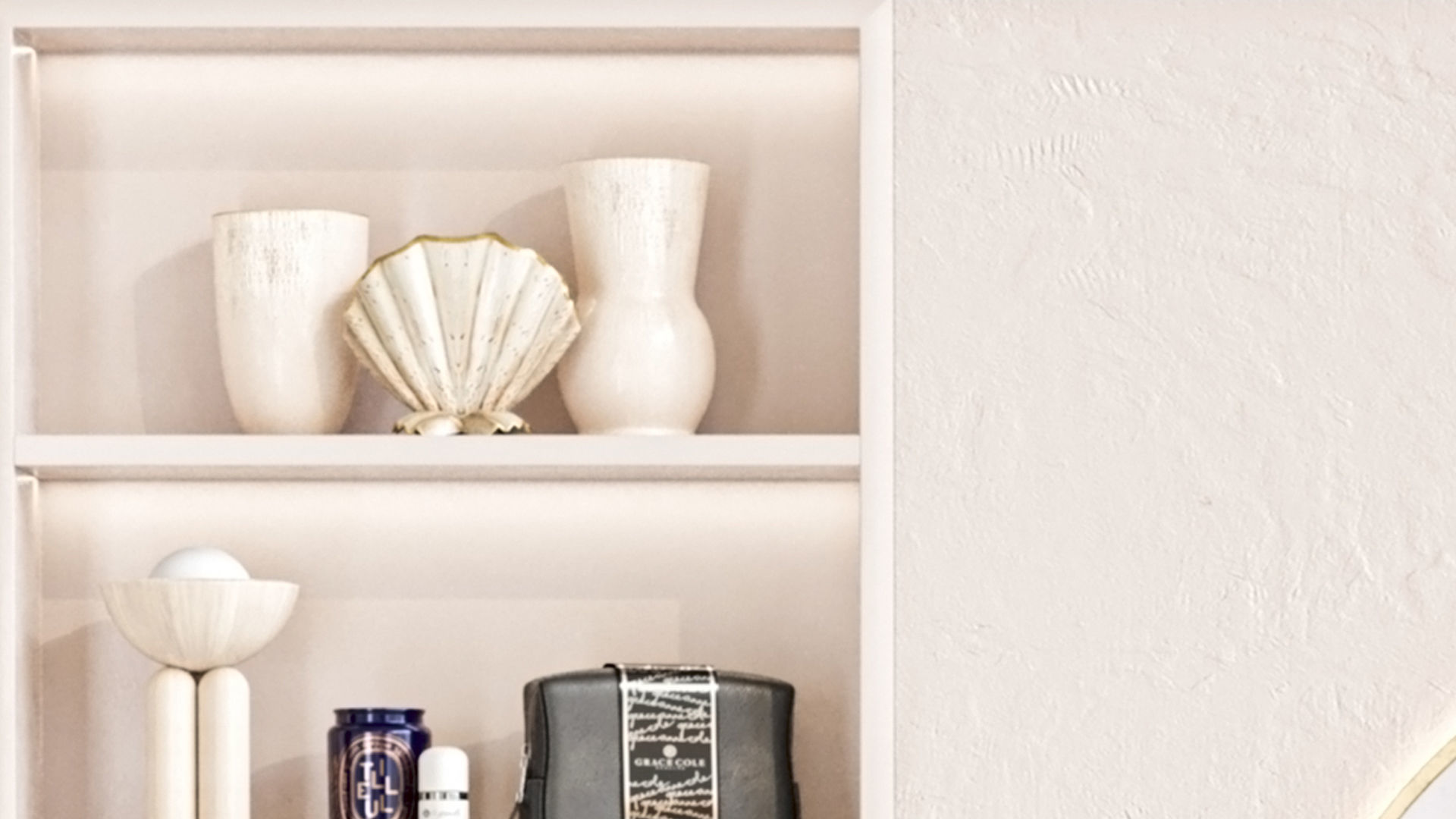 Wardrobe with decor photo frame and books for the living room 3D model_5