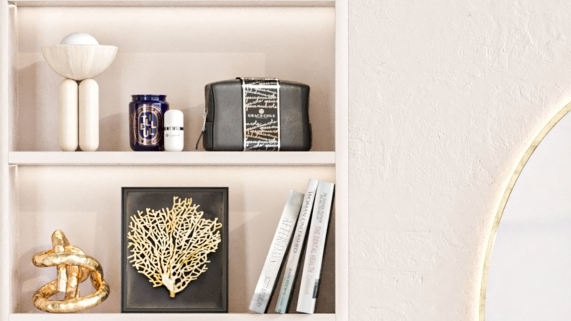 Wardrobe with decor photo frame and books for the living room 3D model_6